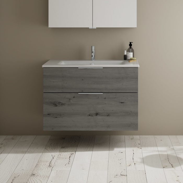 burgbad Eqio Waschtischkombination mit Keramik-Waschtisch Slim, 92 cm, mit Griff G0146