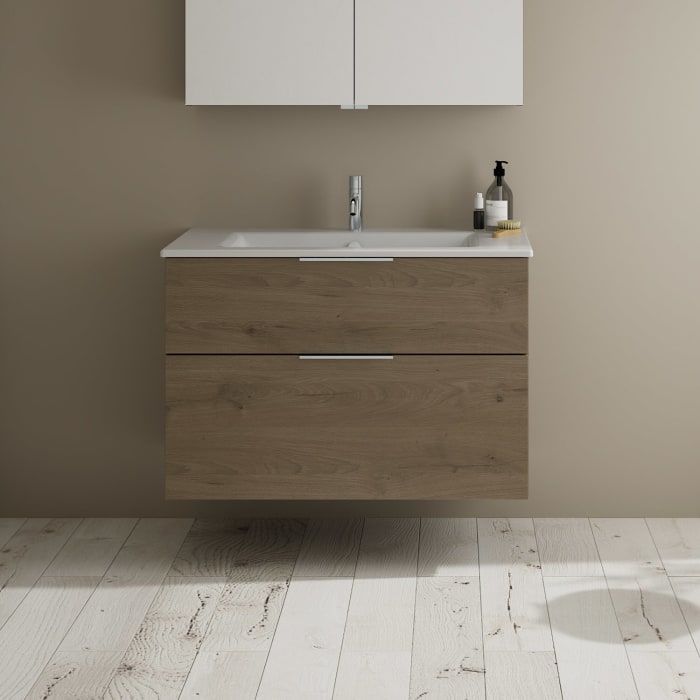 burgbad Eqio Waschtischkombination mit Keramik-Waschtisch Slim, 92 cm, mit Griff G0146