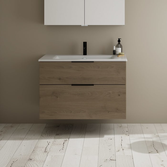 burgbad Eqio Waschtischkombination mit Keramik-Waschtisch Slim, 92 cm, mit Griff G0200