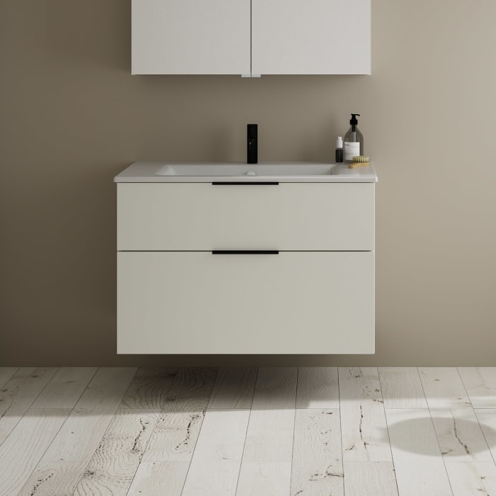 burgbad Eqio Waschtischkombination mit Keramik-Waschtisch Slim, 92 cm, mit Griff G0200