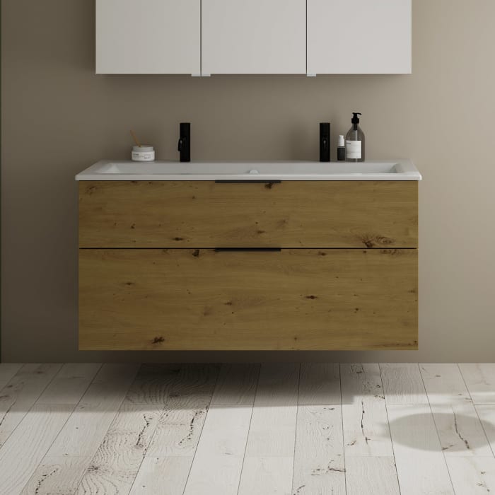 burgbad Eqio Waschtischkombination mit Keramik-Waschtisch Slim, 122 cm, mit Griff G0200