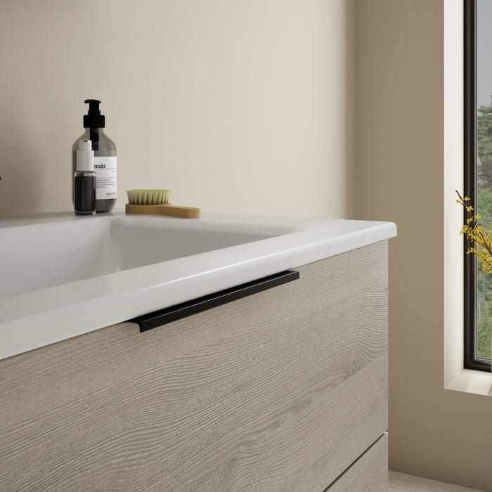 burgbad Eqio Waschtischkombination mit Keramik-Waschtisch Slim, 82 cm, mit Griff G0200