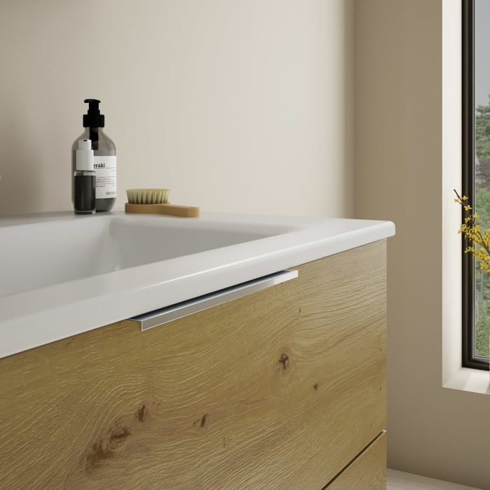 burgbad Eqio Waschtischkombination mit Keramik-Waschtisch Slim, 82 cm, mit Griff G0146