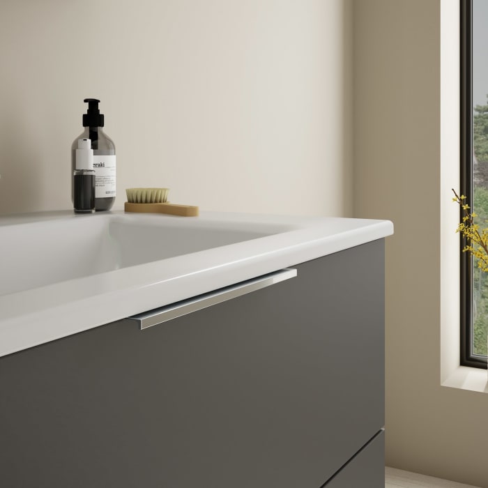 burgbad Eqio Waschtischkombination mit Keramik-Waschtisch Slim, 82 cm, mit Griff G0146