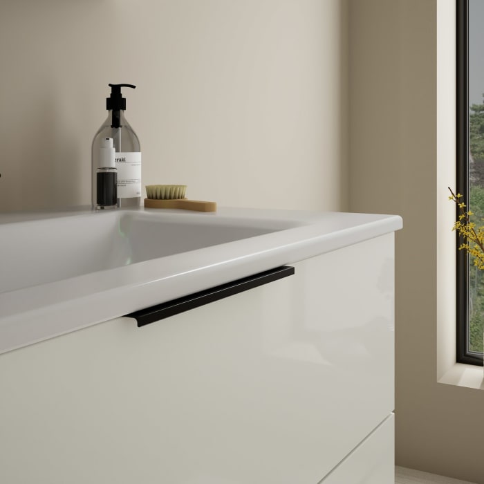 burgbad Eqio Waschtischkombination mit Keramik-Waschtisch Slim, 92 cm, mit Griff G0200