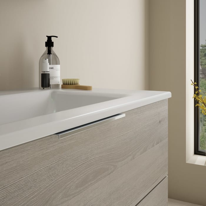 burgbad Eqio Waschtischkombination mit Keramik-Waschtisch Slim, 92 cm, mit Griff G0146