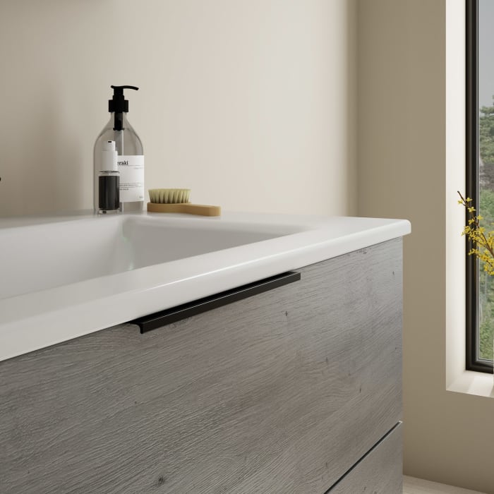 burgbad Eqio Waschtischkombination mit Keramik-Waschtisch Slim, 92 cm, mit Griff G0200