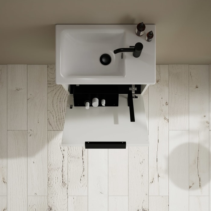 burgbad Eqio Waschtischkombination mit Keramik-Waschtisch Slim, 52 cm, mit Griff G0200