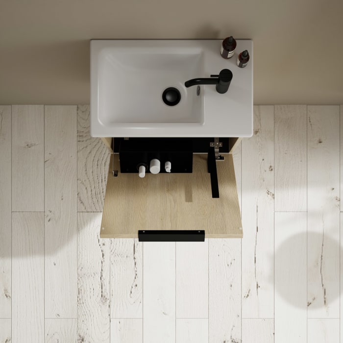 burgbad Eqio Waschtischkombination mit Keramik-Waschtisch Slim, 52 cm, mit Griff G0200