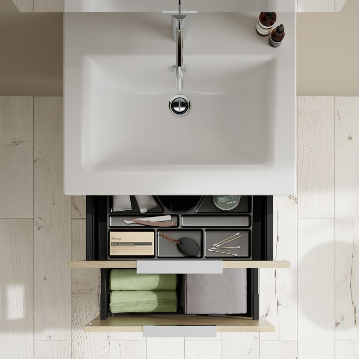 burgbad Eqio Waschtischkombination mit Keramik-Waschtisch Slim, 62 cm, mit Griff G0146