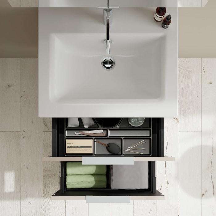 burgbad Eqio Waschtischkombination mit Keramik-Waschtisch Slim, 62 cm, mit Griff G0146