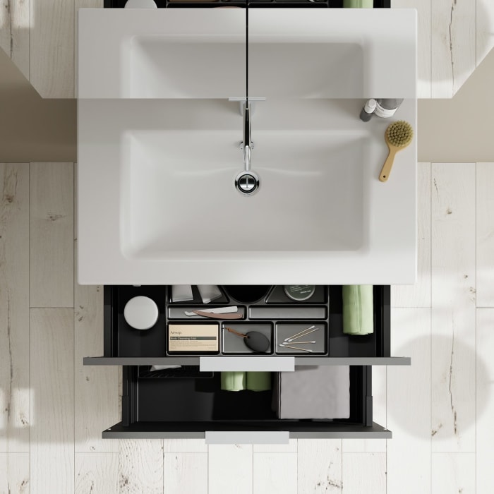 burgbad Eqio Waschtischkombination mit Keramik-Waschtisch Slim, 82 cm, mit Griff G0146