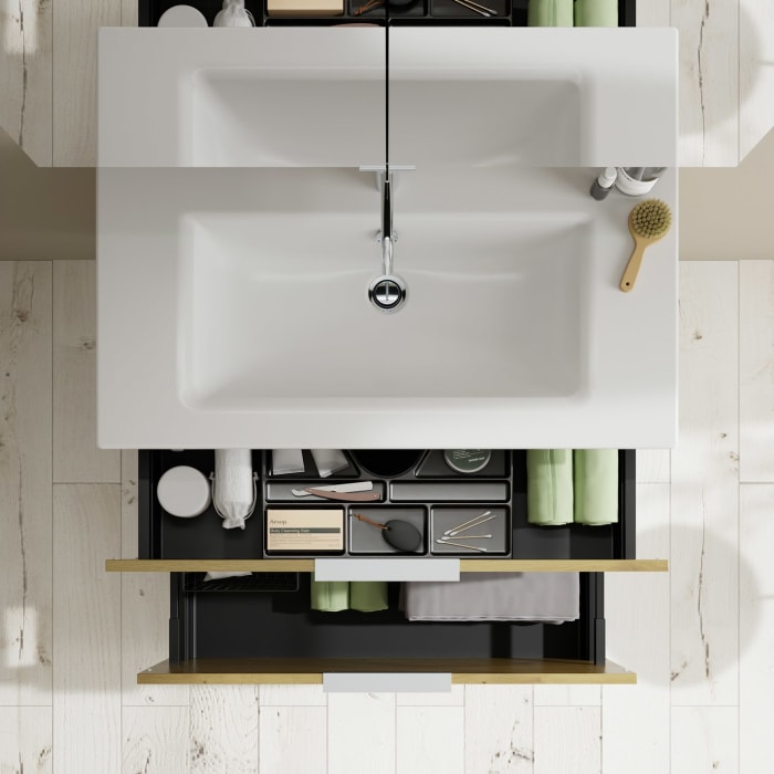 burgbad Eqio Waschtischkombination mit Keramik-Waschtisch Slim, 92 cm, mit Griff G0146