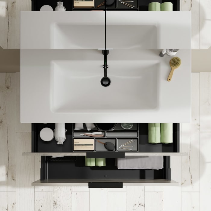 burgbad Eqio Waschtischkombination mit Keramik-Waschtisch Slim, 102 cm, mit Griff G0200