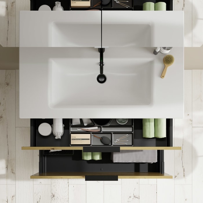 burgbad Eqio Waschtischkombination mit Keramik-Waschtisch Slim, 102 cm, mit Griff G0200