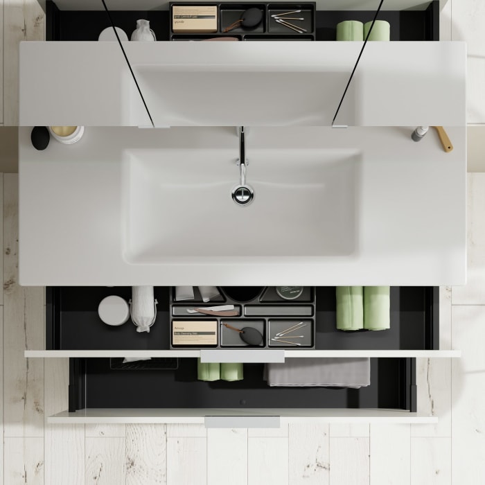 burgbad Eqio Waschtischkombination mit Keramik-Waschtisch Slim, 122 cm, mit Griff G0146