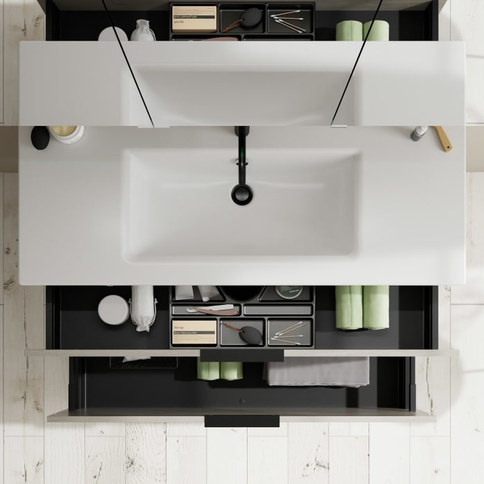 burgbad Eqio Waschtischkombination mit Keramik-Waschtisch Slim, 122 cm, mit Griff G0200