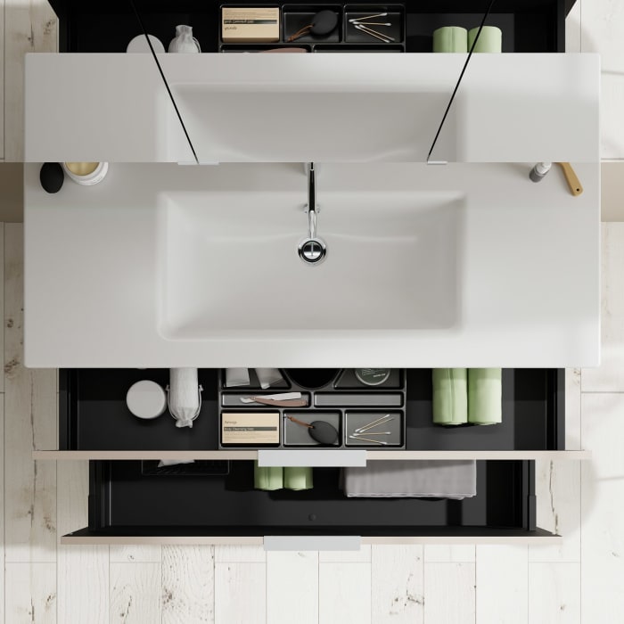 burgbad Eqio Waschtischkombination mit Keramik-Waschtisch Slim, 122 cm, mit Griff G0146