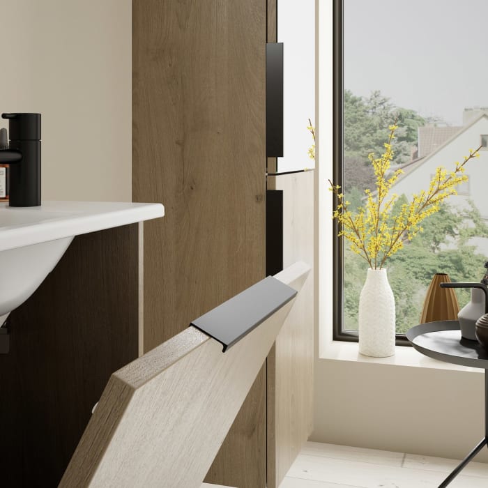 burgbad Eqio Waschtischkombination mit Keramik-Waschtisch Slim, 52 cm, mit Griff G0200