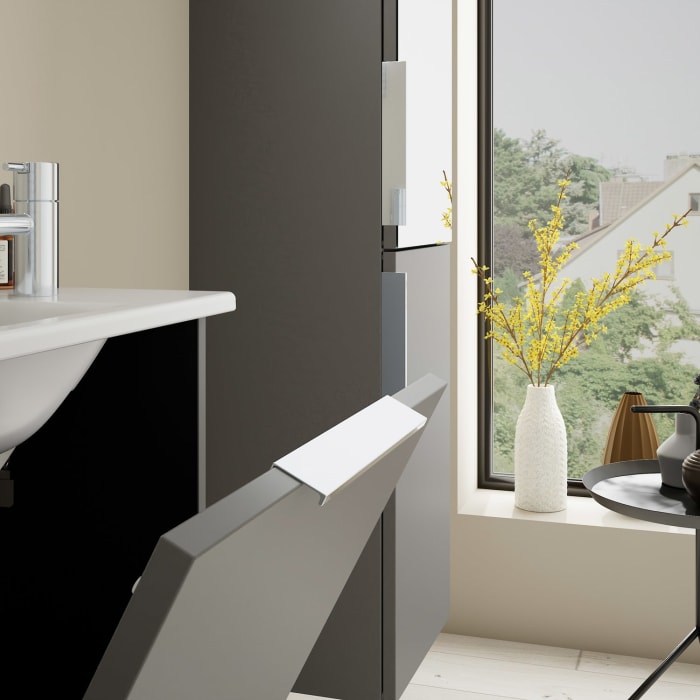 burgbad Eqio Waschtischkombination mit Keramik-Waschtisch Slim, 52 cm, mit Griff G0146