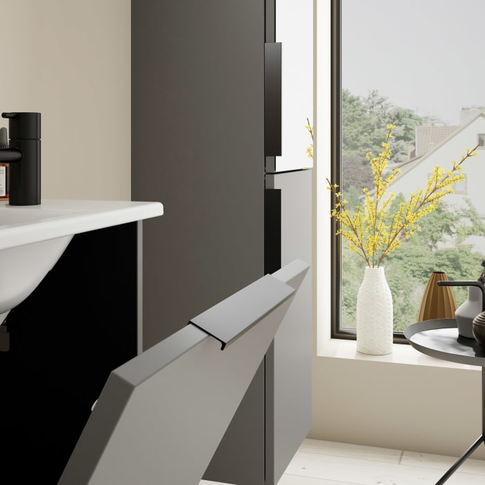 burgbad Eqio Waschtischkombination mit Keramik-Waschtisch Slim, 52 cm, mit Griff G0200