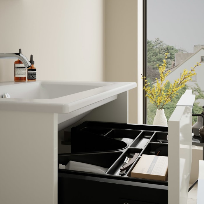 burgbad Eqio Waschtischkombination mit Keramik-Waschtisch Slim, 62 cm, mit Griff G0146