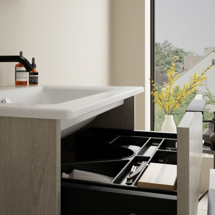 burgbad Eqio Waschtischkombination mit Keramik-Waschtisch Slim, 62 cm, mit Griff G0200