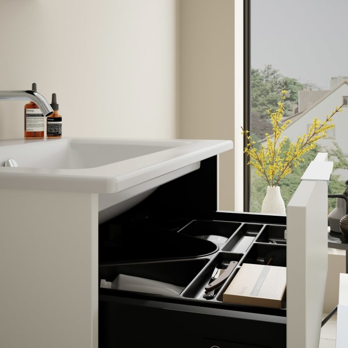 burgbad Eqio Waschtischkombination mit Keramik-Waschtisch Slim, 62 cm, mit Griff G0146