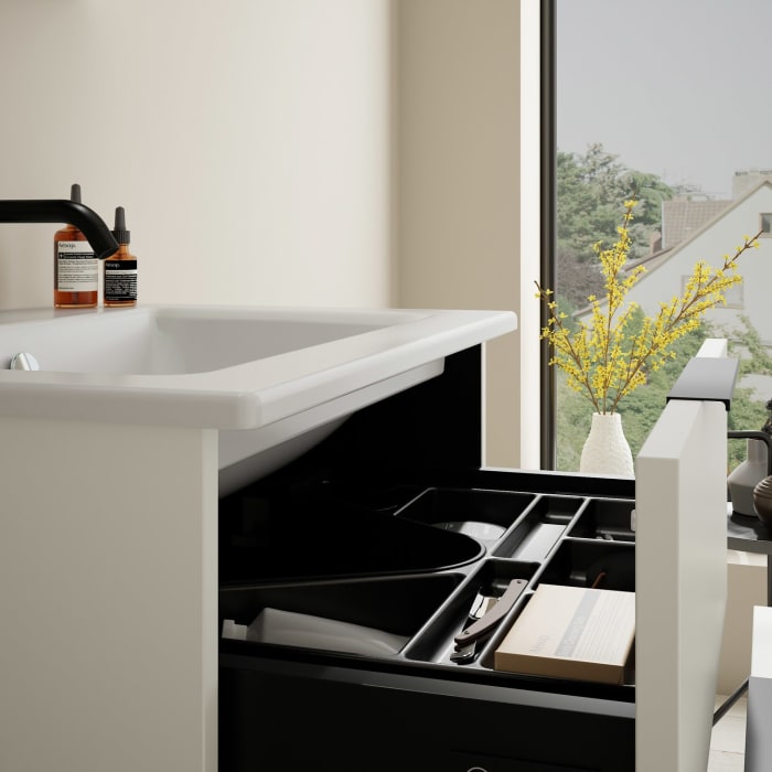 burgbad Eqio Waschtischkombination mit Keramik-Waschtisch Slim, 62 cm, mit Griff G0200