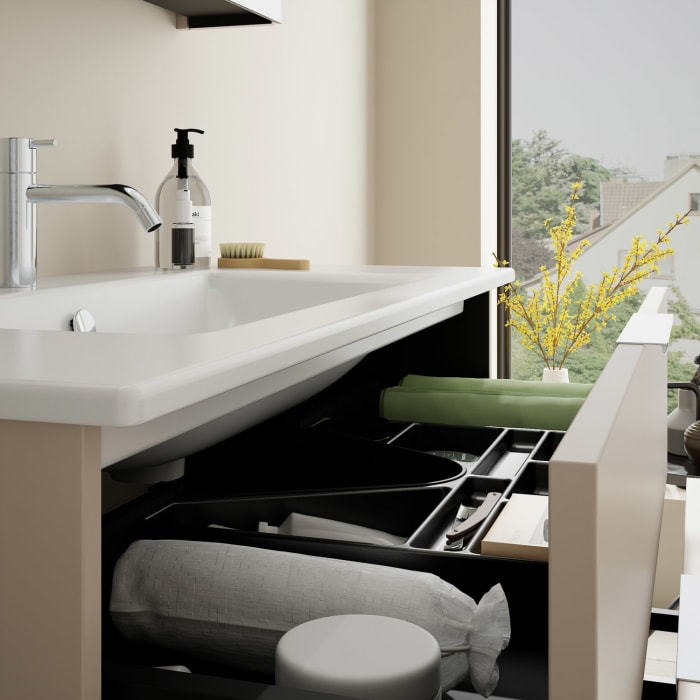 burgbad Eqio Waschtischkombination mit Keramik-Waschtisch Slim, 102 cm, mit Griff G0146