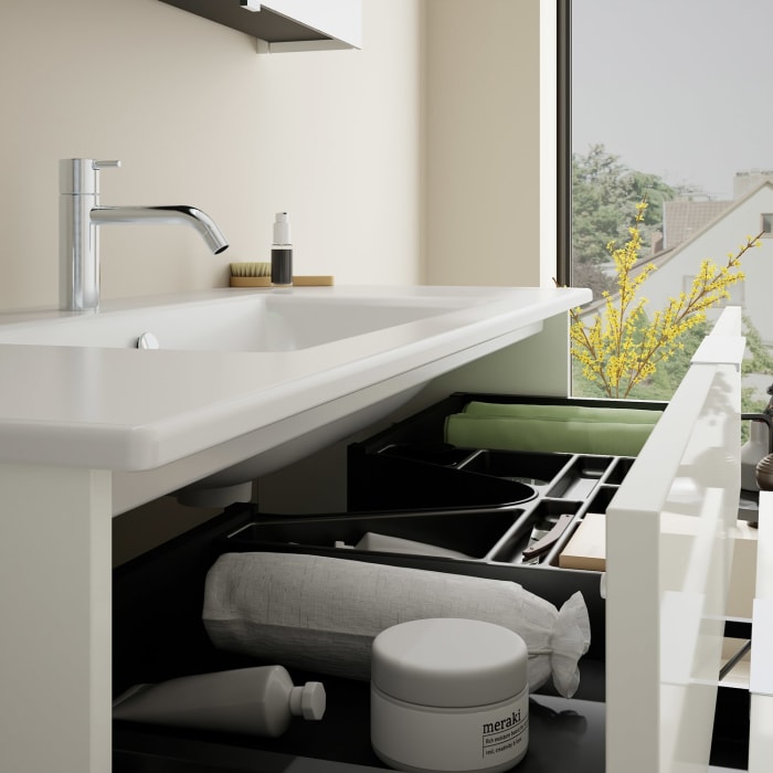 burgbad Eqio Waschtischkombination mit Keramik-Waschtisch Slim, 122 cm, mit Griff G0146