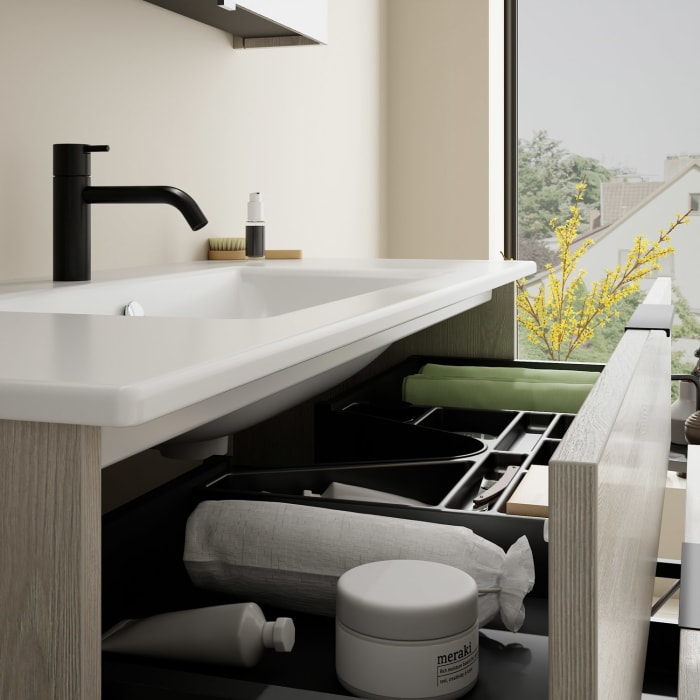 burgbad Eqio Waschtischkombination mit Keramik-Waschtisch Slim, 122 cm, mit Griff G0200