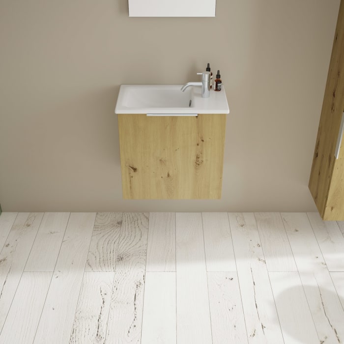 burgbad Eqio Waschtischkombination mit Keramik-Waschtisch Slim, 52 cm, mit Griff G0146