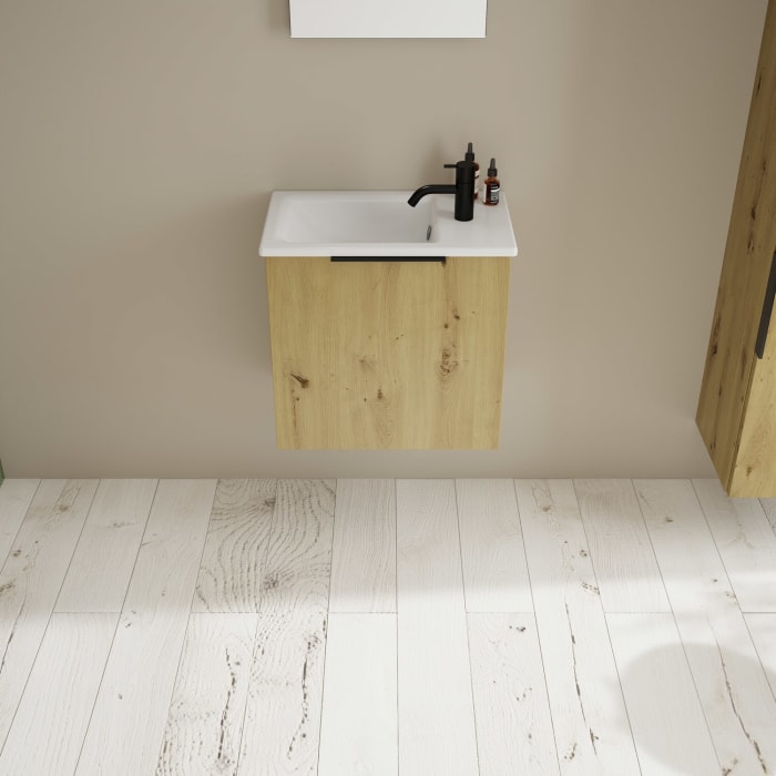 burgbad Eqio Waschtischkombination mit Keramik-Waschtisch Slim, 52 cm, mit Griff G0200