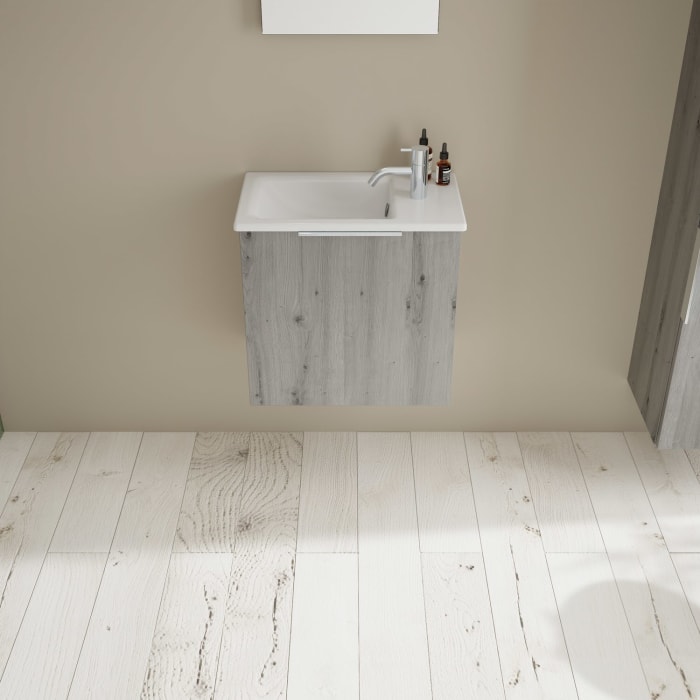 burgbad Eqio Waschtischkombination mit Keramik-Waschtisch Slim, 52 cm, mit Griff G0146