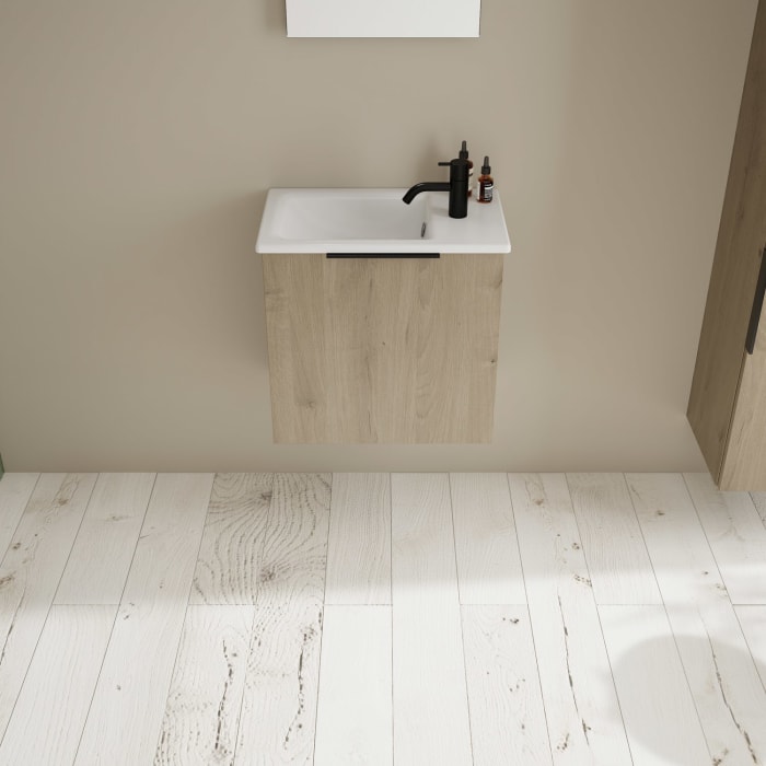 burgbad Eqio Waschtischkombination mit Keramik-Waschtisch Slim, 52 cm, mit Griff G0200