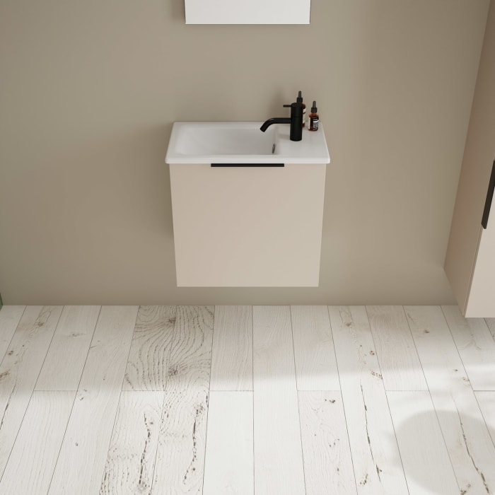 burgbad Eqio Waschtischkombination mit Keramik-Waschtisch Slim, 52 cm, mit Griff G0200