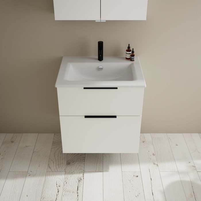 burgbad Eqio Waschtischkombination mit Keramik-Waschtisch Slim, 62 cm, mit Griff G0200