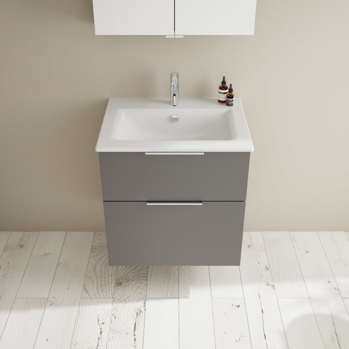 burgbad Eqio Waschtischkombination mit Keramik-Waschtisch Slim, 62 cm, mit Griff G0146