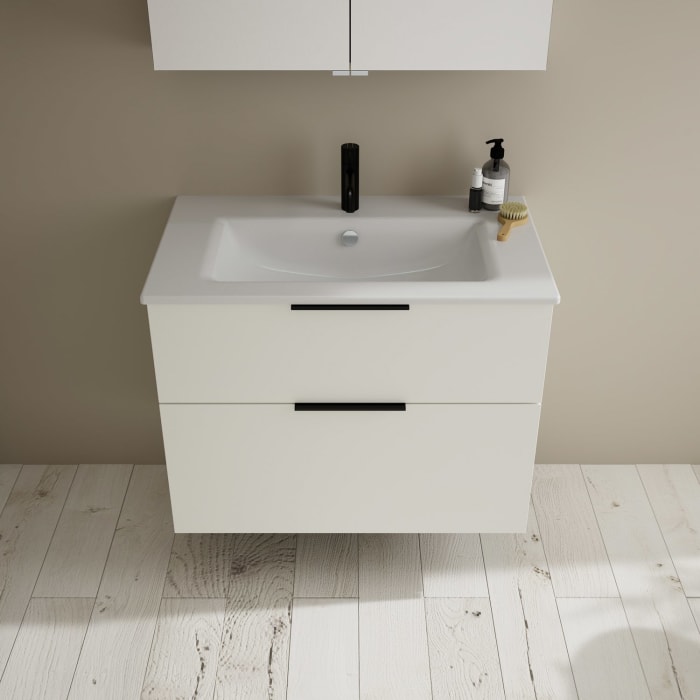 burgbad Eqio Waschtischkombination mit Keramik-Waschtisch Slim, 82 cm, mit Griff G0200