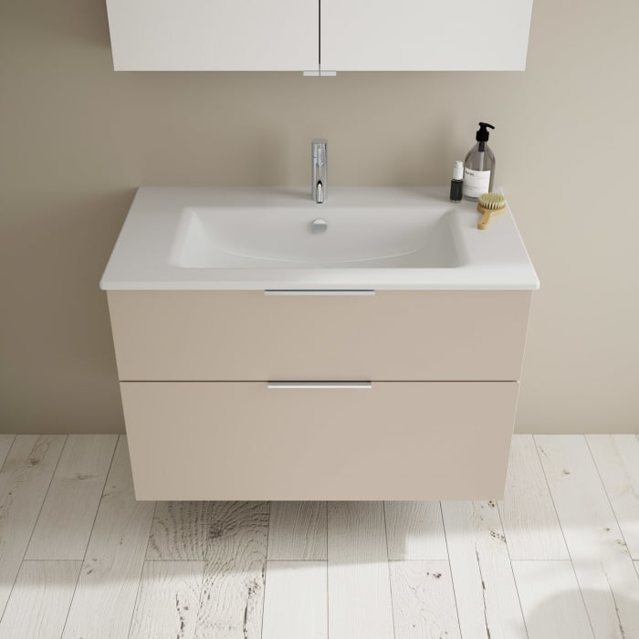 burgbad Eqio Waschtischkombination mit Keramik-Waschtisch Slim, 92 cm, mit Griff G0146