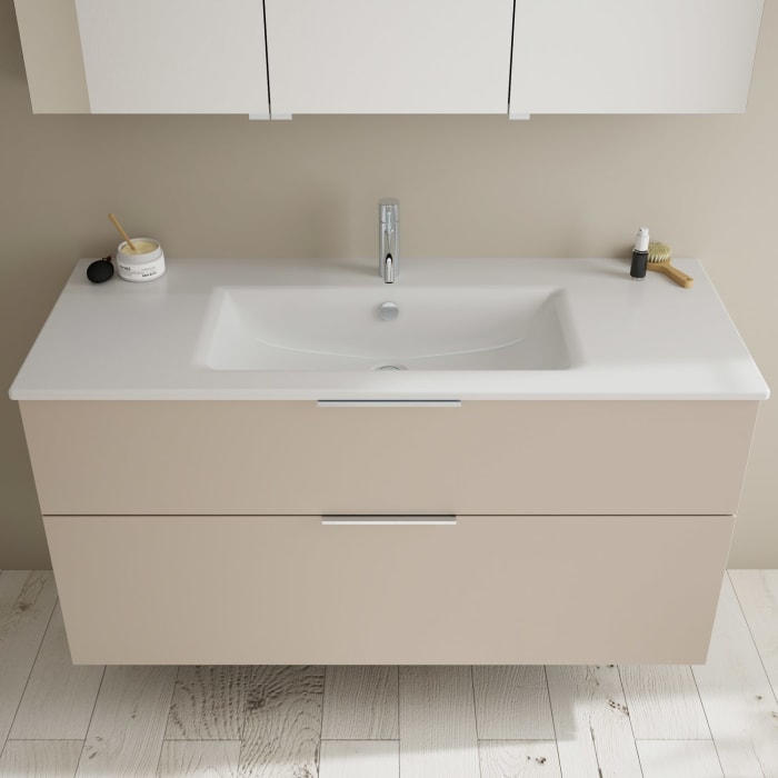 burgbad Eqio Waschtischkombination mit Keramik-Waschtisch Slim, 122 cm, mit Griff G0146