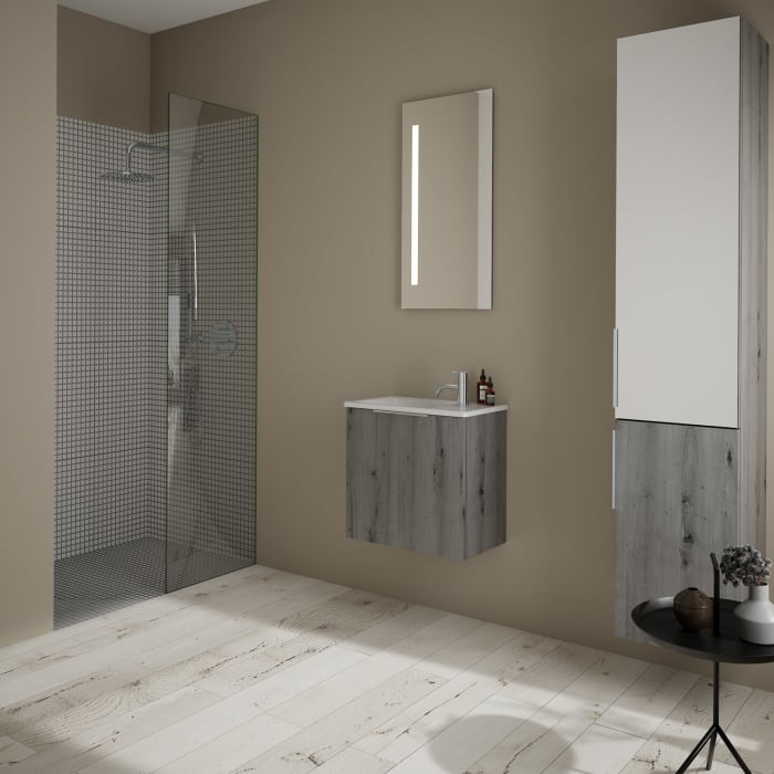 burgbad Eqio Waschtischkombination mit Keramik-Waschtisch Slim, 52 cm, mit Griff G0146