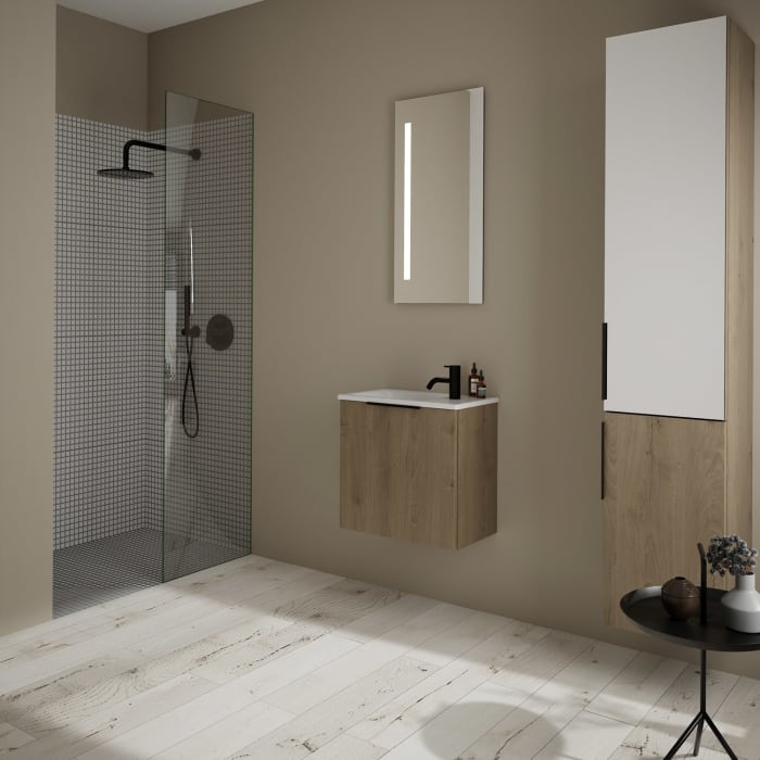 burgbad Eqio Waschtischkombination mit Keramik-Waschtisch Slim, 52 cm, mit Griff G0200