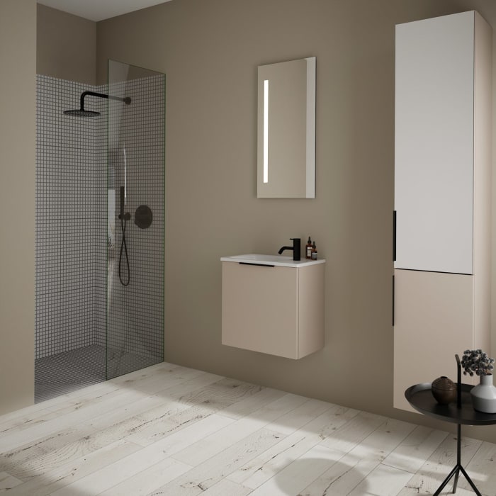 burgbad Eqio Waschtischkombination mit Keramik-Waschtisch Slim, 52 cm, mit Griff G0200