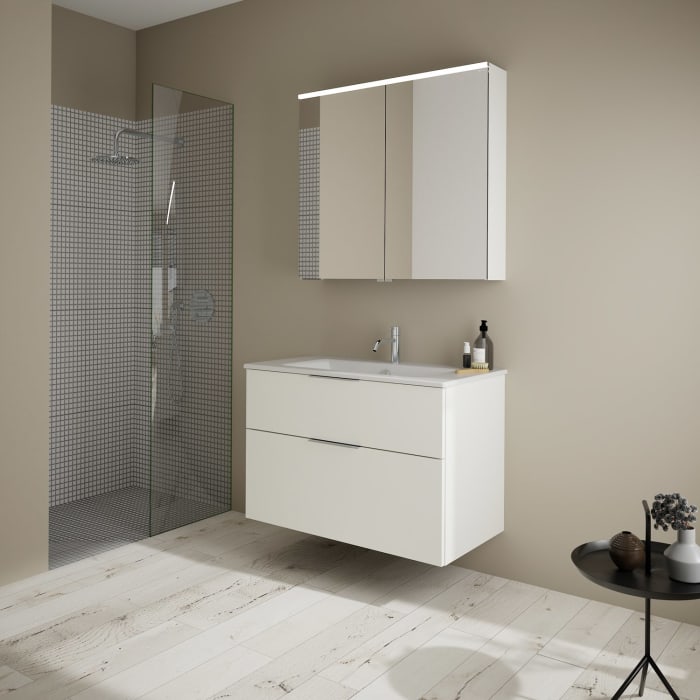 burgbad Eqio Waschtischkombination mit Keramik-Waschtisch Slim, 92 cm, mit Griff G0146