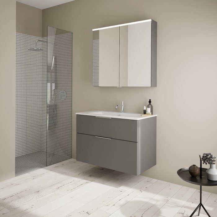 burgbad Eqio Waschtischkombination mit Keramik-Waschtisch Slim, 92 cm, mit Griff G0146