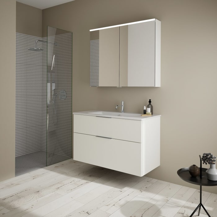 burgbad Eqio Waschtischkombination mit Keramik-Waschtisch Slim, 102 cm, mit Griff G0146