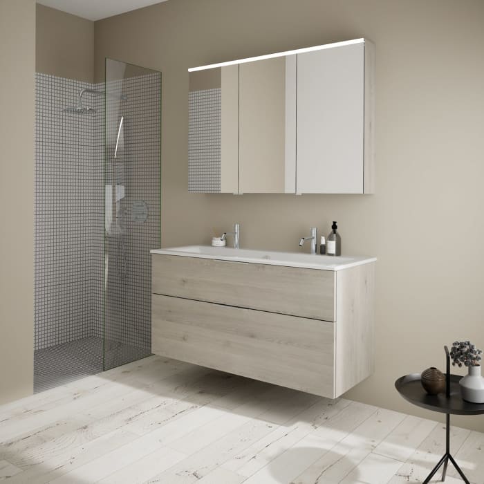 burgbad Eqio Waschtischkombination mit Keramik-Waschtisch Slim, 122 cm, mit Griff G0146