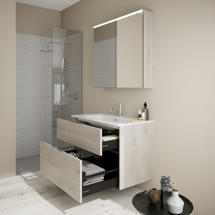 burgbad Eqio Waschtischkombination mit Keramik-Waschtisch Slim, 92 cm, mit Griff G0146